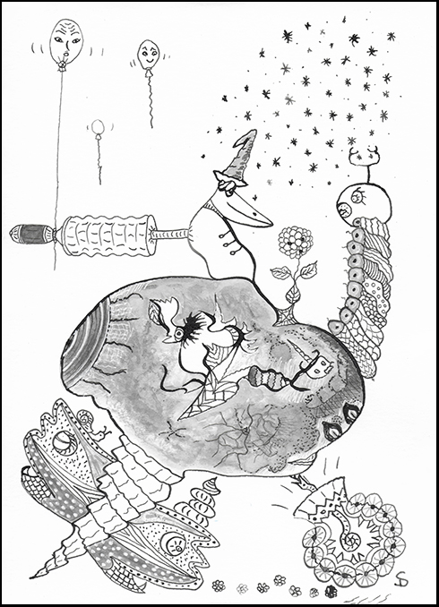 dessin 9 A5 encre de chine noire drôle de petit prince